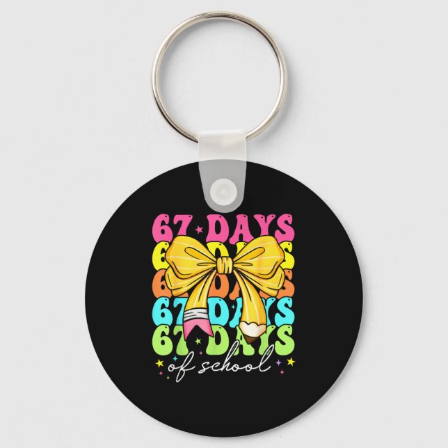 67 Days Of School Girls Coquette Bow 67th Day Of S Keychain (Front)