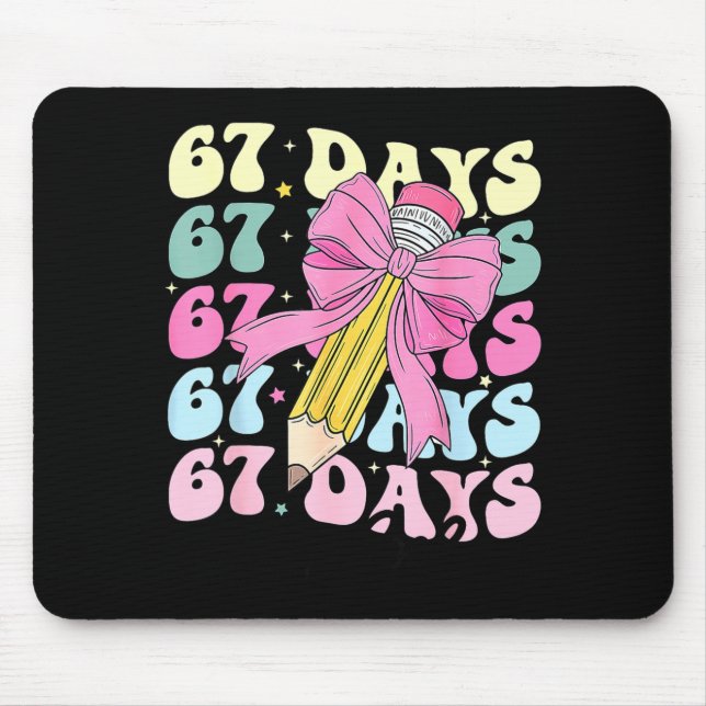 67 Days Of School Girls Coquette Bow 67th Day Of S Mouse Pad (Front)