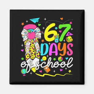 67 Days Of School Girls Coquette Bow Pencil 67 Day Magnet