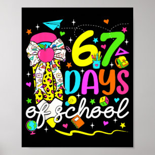 67 Days Of School Girls Coquette Bow Pencil 67 Day Poster