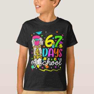 67 Days Of School Girls Coquette Bow Pencil 67 Day T-Shirt