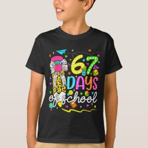 67 Days Of School Girls Coquette Bow Pencil 67 Day T-Shirt