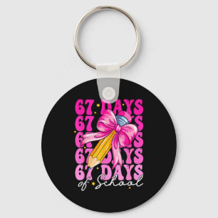 67 Days Of School Girls Coquette Bow Pencil Teache Keychain