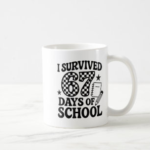 67 Days Of School Groovy Checkered  Coffee Mug