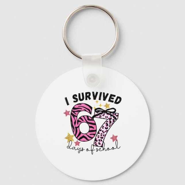 67 Days Of School Nk Leopard Girl Glam Zebra  Keychain (Front)