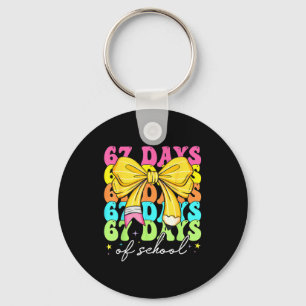 67 Days Of School Pencil Coquette Bow 67th Day Of  Keychain