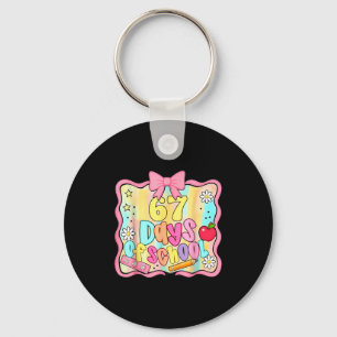 67 Days Of School Preppy 67th Day Of School Teache Keychain