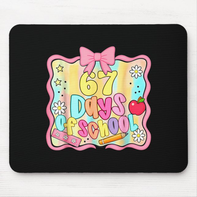 67 Days Of School Preppy 67th Day Of School Teache Mouse Pad (Front)
