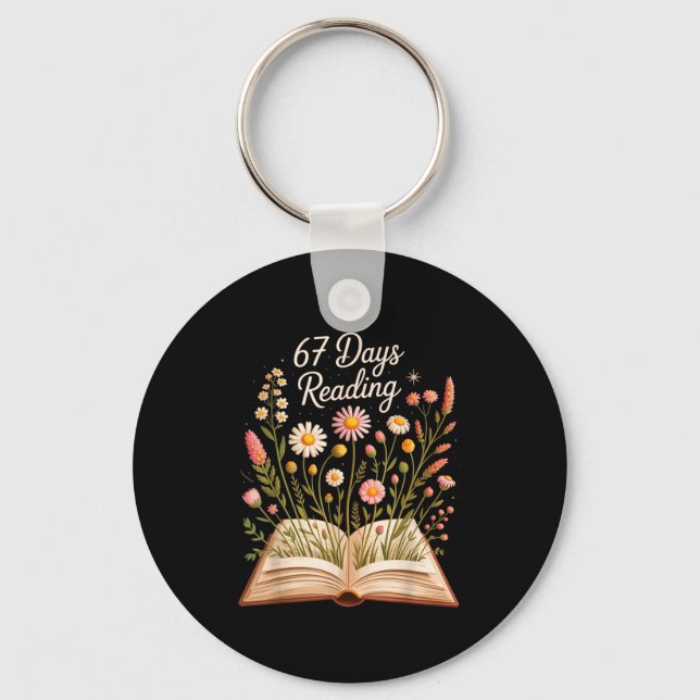 67 Days Of School Reading Books Teacher 67th Day O Keychain (Front)
