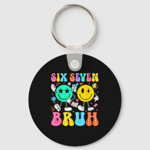 67 Days Of School Six Seven Bruh Meme Smile Face B Keychain