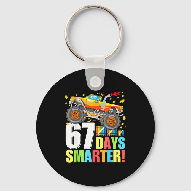 67 Days Of School Smarter Funny Six Seven Monster  Keychain (Front)