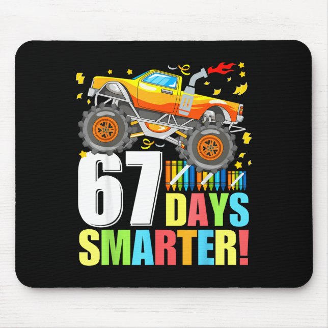 67 Days Of School Smarter Funny Six Seven Monster  Mouse Pad (Front)
