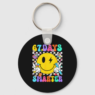 67 Days Of School Smile Face 67 Days Smarter Teach Keychain