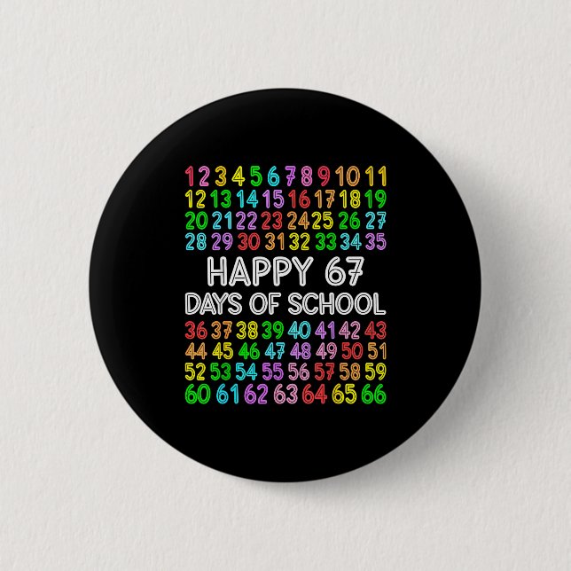67 Days Of School Teacher Kids Boy 67 Math Numbers 2 Inch Round Button (Front)