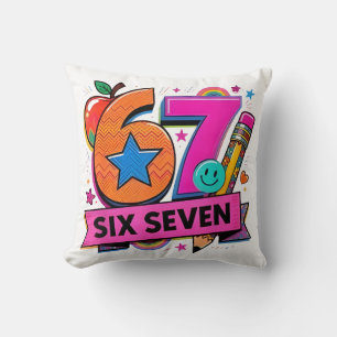 67 Days School 67 Six Seven Funny 67 Teachers Stud Throw Pillow