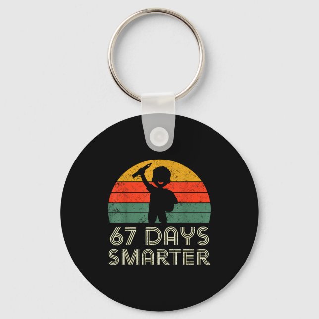 67 Days Smarter 67th Day Of School For Teacher Boy Keychain (Front)