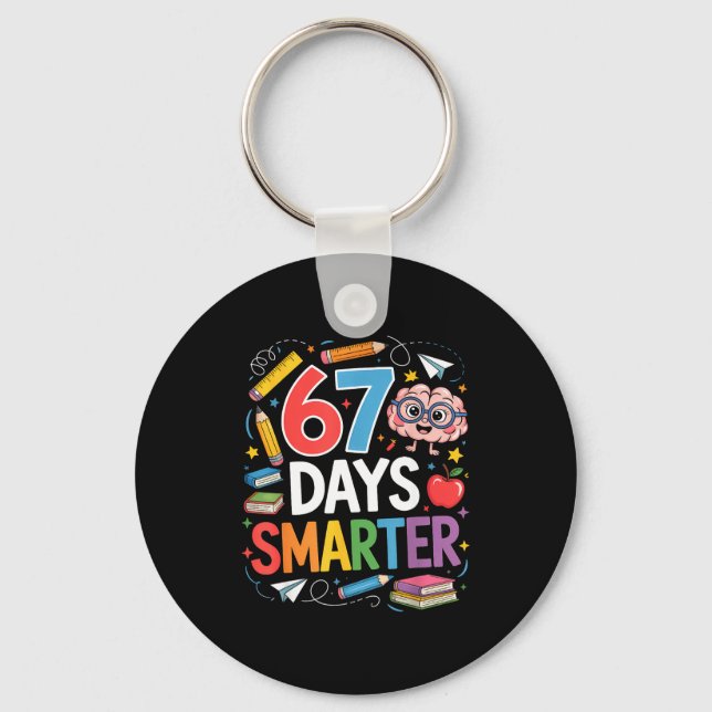 67 Days Smarter 67th Day Of School Teacher Kids Bo Keychain (Front)
