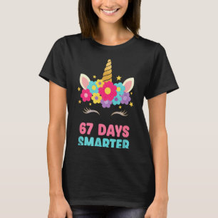 67 Days Smarter Bow Girls Kids Funny Unicorn 6 7 M T-Shirt