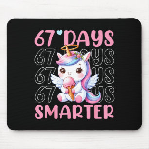 67 Days Smarter Cute Unicorn 67th Day School Girls Mouse Pad