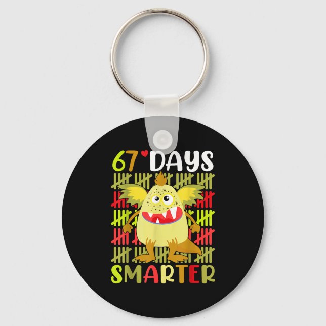 67 Days Smarter Little Monster 67th Day School Gir Keychain (Front)