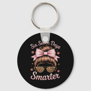 67 Days Smarter Messy Bun Six Seven 67th Day Of Keychain