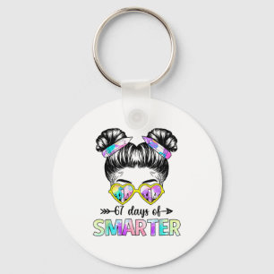 67 Days Smarter Messy Bun Six Seven 67th Day Of Sc Keychain