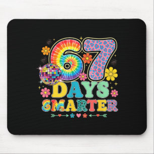67 Days Smarter Tie Dye Girls Student Teacher 67 M Mouse Pad