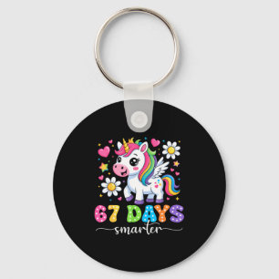 67 Days Smarter Unicorn Girl Kid Teacher 67th Day  Keychain