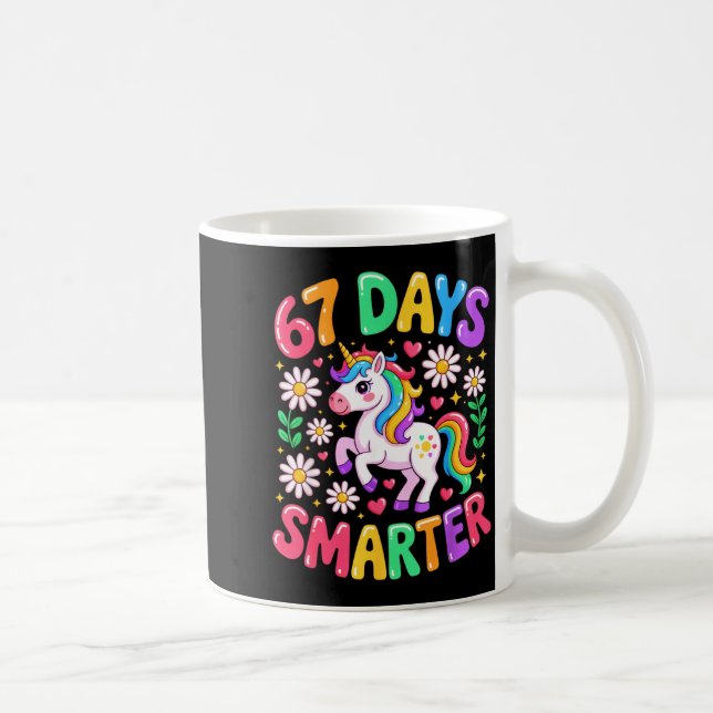 67 Days Smarter Unicorn Rainbow 67th Day Of School Coffee Mug (Right)
