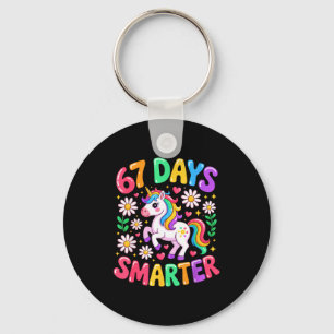 67 Days Smarter Unicorn Rainbow 67th Day Of School Keychain