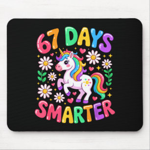 67 Days Smarter Unicorn Rainbow 67th Day Of School Mouse Pad
