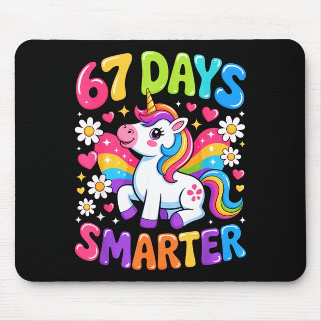 67 Days Smarter Unicorn Rainbow 67th Day Of School Mouse Pad (Front)