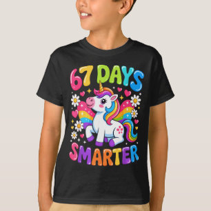 67 Days Smarter Unicorn Rainbow 67th Day Of School T-Shirt