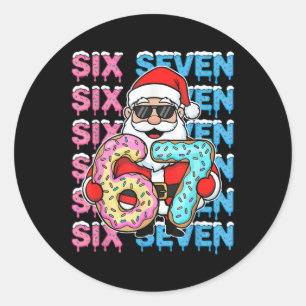 67 Donut Christmas Funny Six Seven Meme Santa Kids Classic Round Sticker