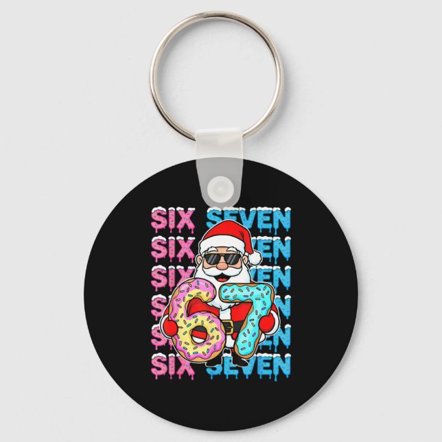 67 Donut Christmas Funny Six Seven Meme Santa Kids Keychain (Front)