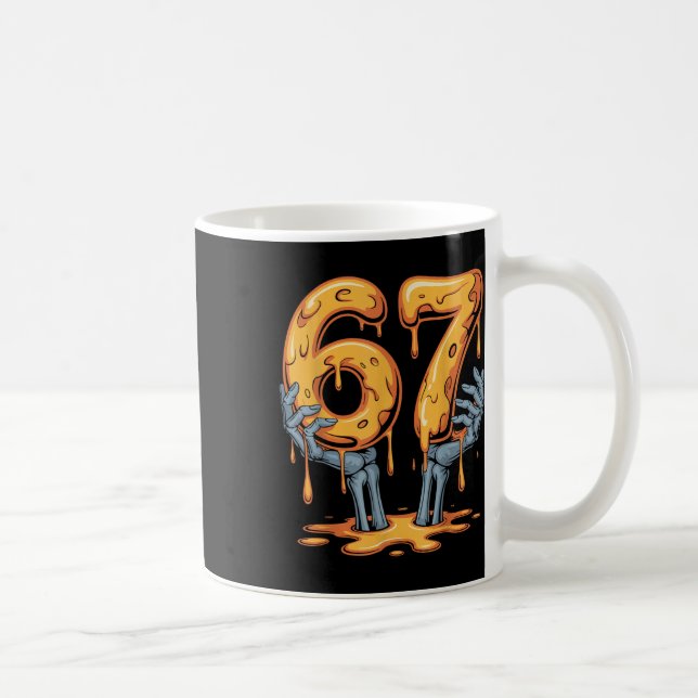 67 Drip Funny Skeleton Halloween 67 Meme Ice Cream Coffee Mug (Right)
