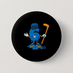 67 Drip Ice Cream Hockey Player 2 Inch Round Button