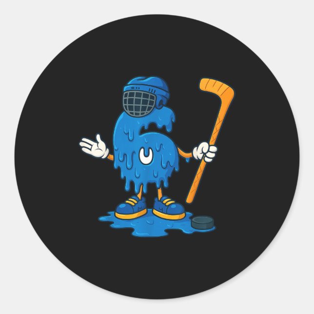 67 Drip Ice Cream Hockey Player  Classic Round Sticker (Front)