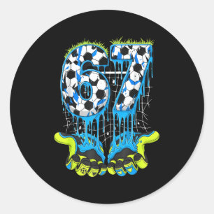 67 Drip Soccer Gen Alpha Slang Six Seven Meme  Classic Round Sticker