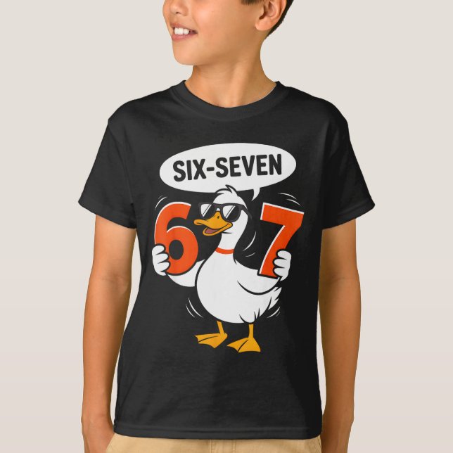 67 Duck Meme Funny Six Seven Gen Alpha Slang Cool  T-Shirt (Front)