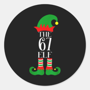 67 Elf Christmas Costume Pajama 67 Meme Gen Alpha  Classic Round Sticker