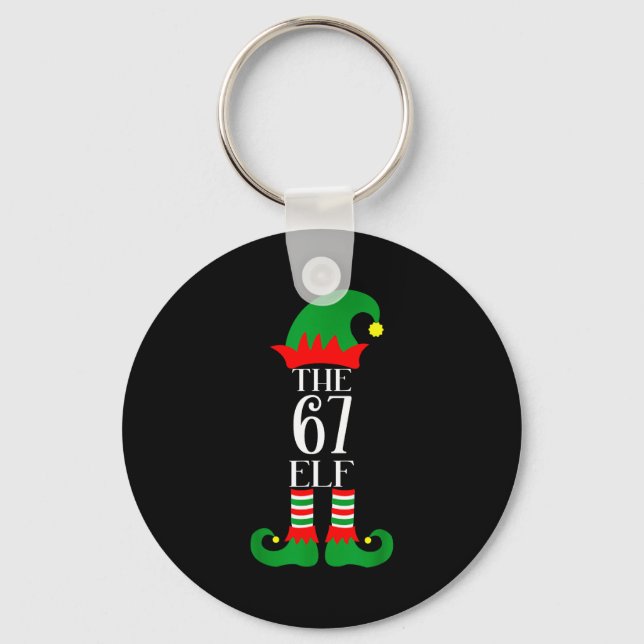 67 Elf Christmas Costume Pajama 67 Meme Gen Alpha  Keychain (Front)