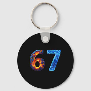67 Fire Ice Number Funny Six Seven Meme 6 7  Keychain