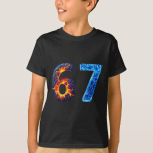 67 Fire Ice Number Funny Six Seven Meme 6 7 T-Shirt