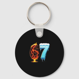 67 Fire Ice Number Six Seven Meme 67 Alpha Slang  Keychain