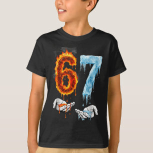 67 Flame Ice 6-7 Number Six Seven Meme 6 7 Kids Bo T-Shirt