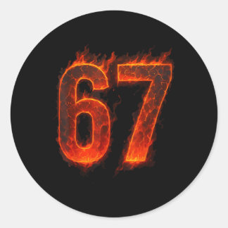 67 Flame Number Six Seven Meme 67 Kid _1 Classic Round Sticker