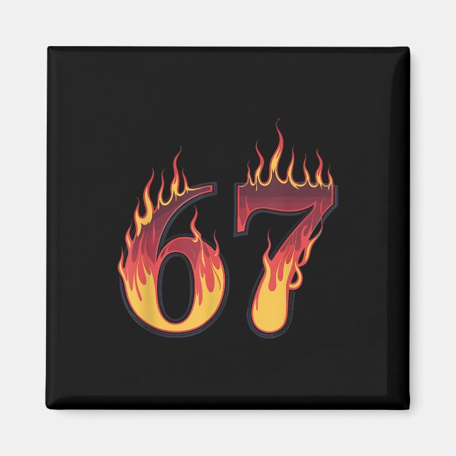 67 Flames Funny Six Seven Gen Alpha Meme Slang  Magnet (Front)