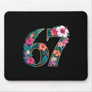 67 Floral Flower Gen 67th Birthday Number 67  Mouse Pad