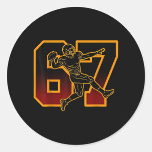 67 Football Player Meme Boys Girls Offensive Line Classic Round Sticker